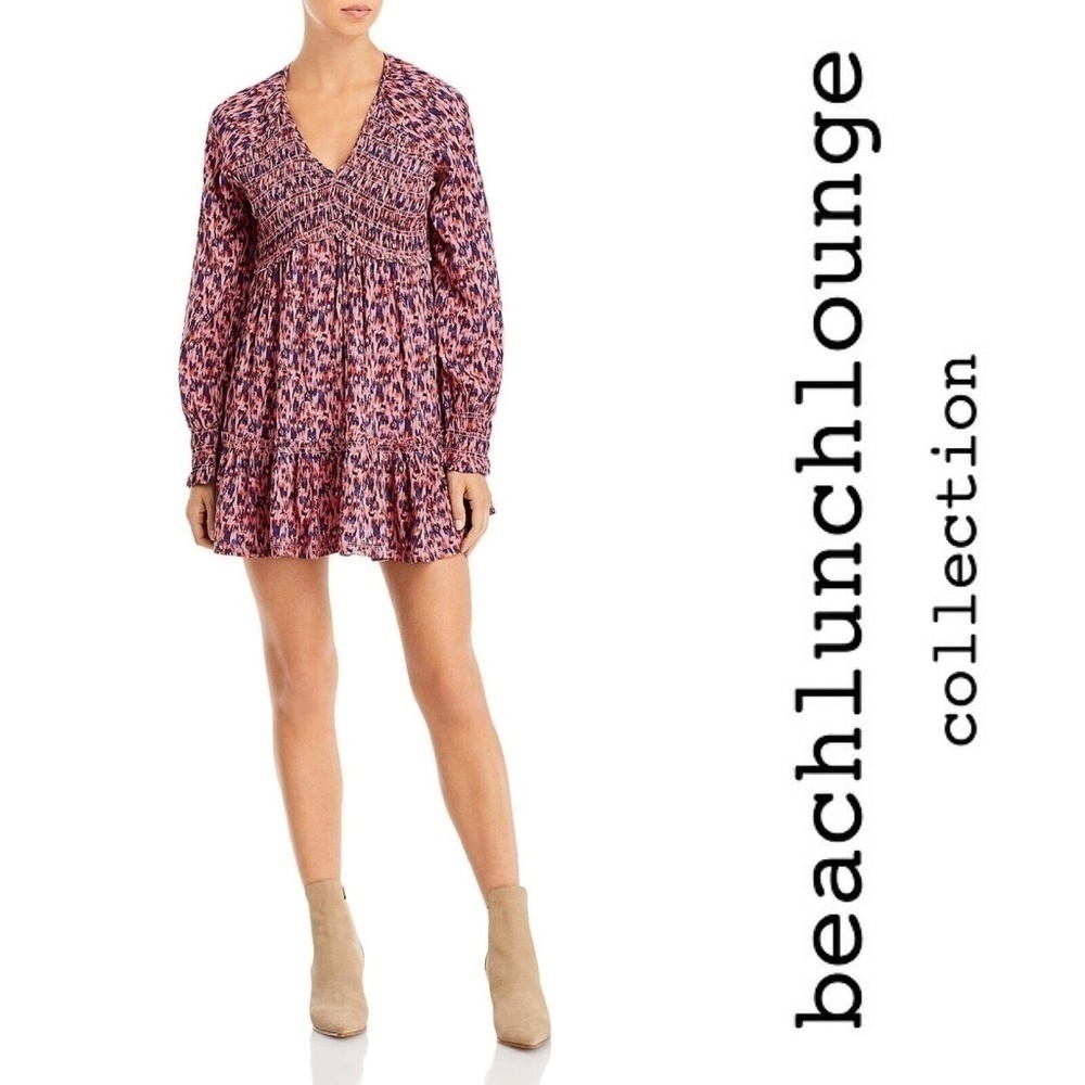 Beach Lunch Lounge Talia Womens V Neck Smocked Blouse M